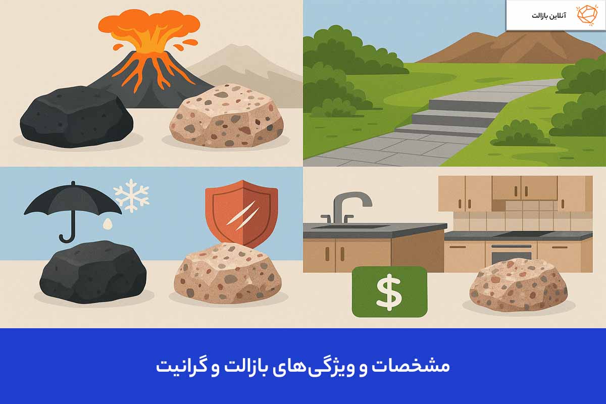 مقایسه مشخصات بازالت و گرانیت