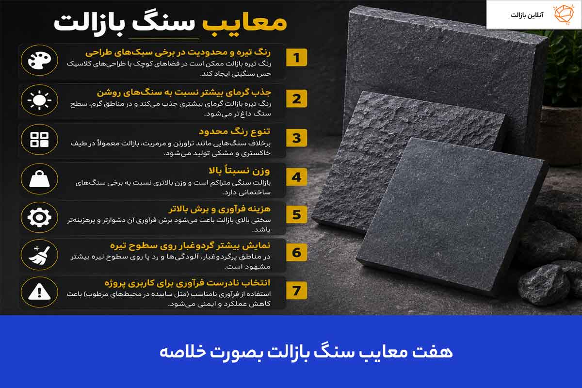 7 تا از معایب سنگ بازالت